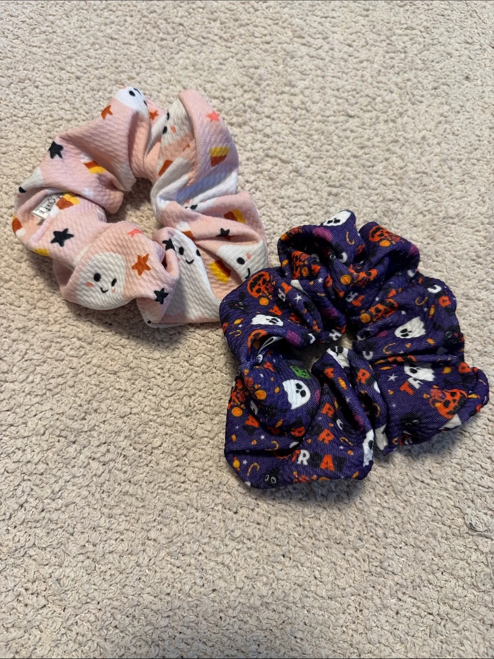 Kids Halloween Scrunchie Set - Pink & Purple xl puffy ghosts